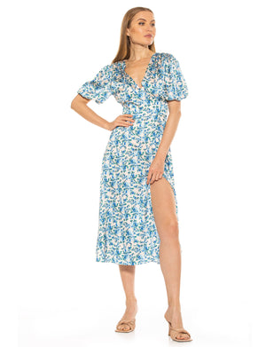 Nola V Neck Puff Sleeve Fit And Flare - 3
