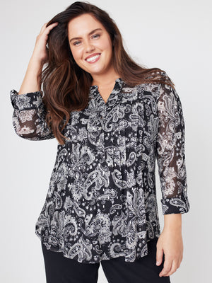 Roz & Ali Paisley Foil Mesh Popover - Plus - 6