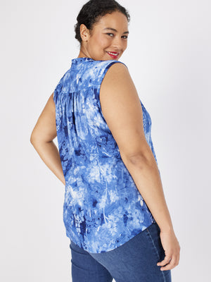 Roz & Ali Floral Tie Dye Jacquard Sleeveless Popover - Plus - 2