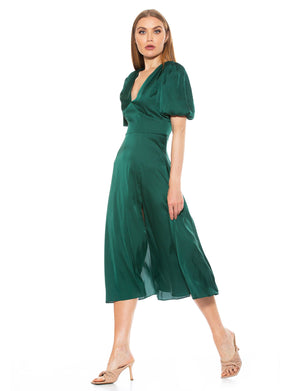 Nola V Neck Puff Sleeve Fit And Flare - 25